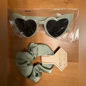 Heart-Shaped Sunglasses and Scrunchie Set